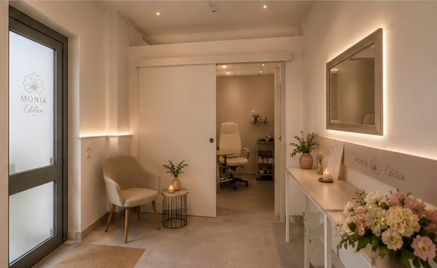 Rendering della zona attesa di Monia Estetica